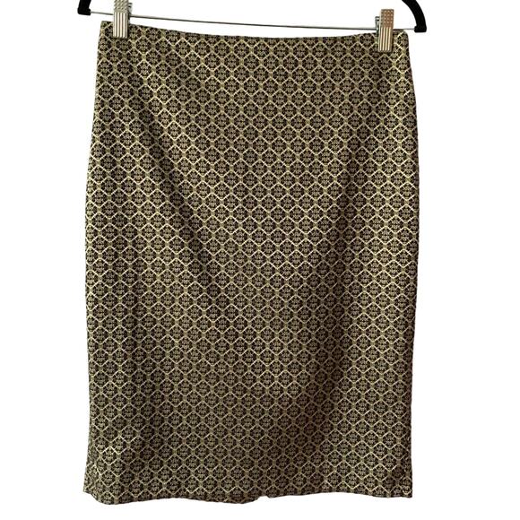 Ann Taylor Gold Black Straight Knee Length Pencil Skirt Size 4 - Picture 1 of 12